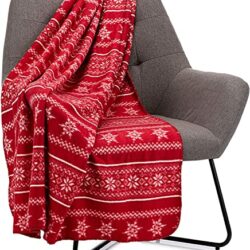 the-best-red-blankets Celebright Christmas Fleece Throw - Large 50 x 60 Inch (127 x 152cm) Fluffy Microfiber Blanket Throw Over for Bed, Sofa, Couch - Plush Snuggly Cosy Winter Warmer - Scandi Nordic Red