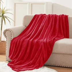 the-best-red-blankets Exclusivo Mezcla 127 x 178 CM Flannel Fleece Soft Throw Blanket for Settees/Sofa/Chairs/Couch - Lightweight, Warm and Cozy Red