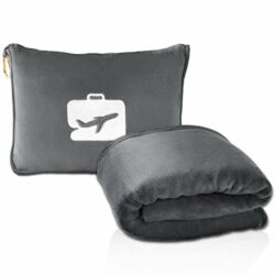 the-best-travel-blankets EverSnug Travel Blanket and Pillow - Premium Soft 2 in 1 Airplane Blanket with Soft Bag Pillowcase, Hand Luggage Belt and Backpack Clip (Grey)