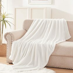 the-best-white-blankets Exclusivo Mezcla 127 x 178 CM Flannel Fleece Soft Throw Blanket for Settees/Sofa/Chairs/Couch - Lightweight, Warm and Cozy White