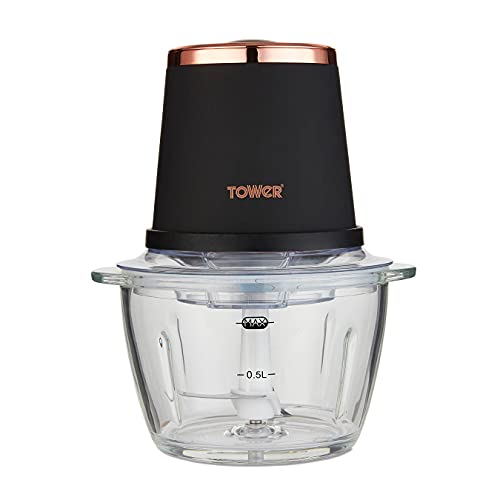 tower-food-processors Tower Cavaletto T12058RG Glass Bowl Chopper, 1L, 3