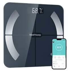 the-best-bathroom-scales-for-bmi-and-body-fat HEALTHKEEP Scales for Body Weight, Bathroom Weighing Scale for Body Weight Stones and Pounds, with BMI Scales Muscle Weighing Composition Analyzer Bluetooth High Precision Senor