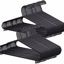 the-best-clothes-hangers SPICOM 40 Pack Black Coat Hangers Strong Plastic Non-Slip Adult Clothes Durable & Space Saving with Suit Trouser Bar and Lips Suitable for Skirts Trousers Coats