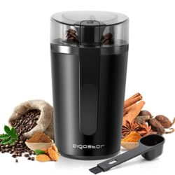 the-best-coffee-bean-grinders Aigostar Coffee Grinder Electric with Removable Lid, Grinder for Coffee Bean, Pepper, Grain, Spice, Nuts Safe 304 Stainless Steel Blades, Powerful Grinder Motor 200W - Natural 30RRK.