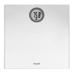 the-best-digital-bathroom-scales Vitafit Digital Bathroom Scales for Body Weight, Weighing Scales with Step-On Technology, LCD Display(Stone/kgs/lbs),Tempered Glass Silver