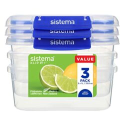 the-best-food-storage-containers-with-lids Sistema KLIP IT PLUS Food Storage Containers | 1 L | Leak-Proof, Stackable & Airtight Fridge/Freezer Containers with Lids | BPA-Free Plastic | Recyclable with TerraCycle® | 3 Count