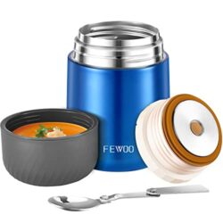 the-best-food-thermos Soup Flask, 600ml Vacuum Insulated Food Jar for Hot Cold Food, Leak Proof Soup Containers for Kids and Adults (Blue)