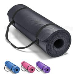 the-best-gym-mats-for-home Lions Yoga Mat 10mm Thick NBR Foam Non-Slip Exercise Mat With Carrying Strap, Eco Friendly High Density Workout Mat for Women Men Home Gym Exercise, 180x61cm Black