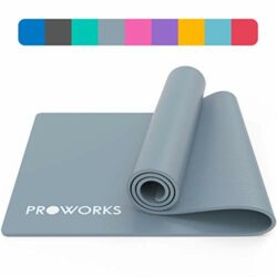 the-best-gym-mats-for-home Proworks Yoga Mat, Eco Friendly NBR, Non-Slip Exercise Mat with Carry Strap for Yoga, Pilates, and Gymnastics. Yoga Mats for Women, Men and Kids. Home or Gym Mat. (Gravity Grey)