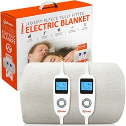 the-best-heated-mattress-toppers WÄRMER Luxury Electric Heated Blanket - Fully Fitted Double - Fleece Material - Dual Controllers - Body and Feet Zone Settings - 12-Hour Timer and 9 Heat Settings