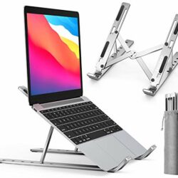 the-best-laptop-stand-for-desks ivoler Laptop Stand for Desk, Adjustable Laptop Riser Aluminum Ergonomic Foldable Portable Tablet Holder Desk Laptop Holder, Notebook Stand for MacBook, Lenovo, Dell, HP, More 10-15.6” Laptops- Silver