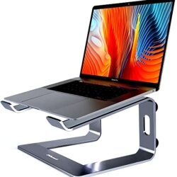 the-best-laptop-stand-for-desks Laptop Stand for Desk, Computer Stand for Laptop, Laptop Riser - Apple Macbook Stand, Dell, HP, Macbook Pro Air - Grip Pads and Cable Management - Fits all 10-17inch Laptops - Grey