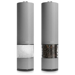the-best-pepper-mills Andrew James Salt and Pepper Mills Electric Grinder Set | Illuminated Dispensing Adjustable Coarseness from Ceramic Blades | One Touch Operation | Battery Powered | 23cm x 5.5cm (Grey)