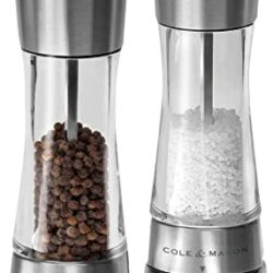the-best-pepper-mills Cole & Mason H59408G Derwent Salt and Pepper Mills | Gourmet Precision+ | Stainless Steel/Acrylic | 190mm | Gift Set | Includes 2 x Salt and Pepper Grinders | Lifetime Mechanism Guarantee