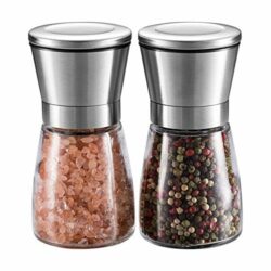 the-best-pepper-mills WINSHEA Salt and Pepper Grinder Set – Premium Stainless Steel Salt & Pepper Mill with Glass Body and Adjustable Coarseness, Brushed Stainless Steel Salt and Pepper Shakers