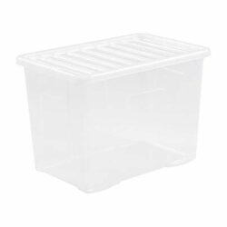 the-best-plastic-storage-boxes 3 pieces, WHAM crystal storage box with lid, 80 litres, transparent