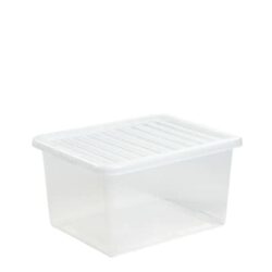 the-best-plastic-storage-boxes 5x 35 Litre CLEAR PLASTIC STACKER BOX Large Storage Box With Lids
