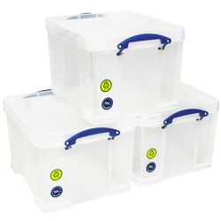 the-best-plastic-storage-boxes Really Useful Box 3x35 Litre Plastic Storage Box, Clear