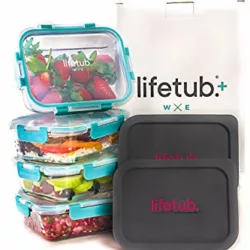 best-meal-prep-containers Lifetub Set of 4 Reusable Glass Meal Prep Containers