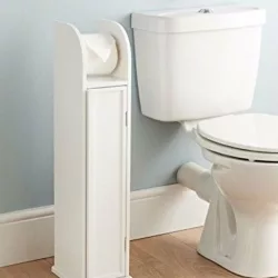 best-toilet-roll-holders Dylex White Wooden Freestanding Toilet Roll Holder