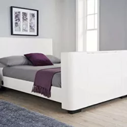 best-tv-beds Newark White Faux Leather TV Bed