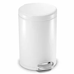 the-best-small-bins simplehuman CW1856CB 3L Round Pedal Bin, Small Bin for Bathroom Bedroom Office, Strong Steel Pedal, Inner Bucket, Fingerprint-Proof, White Steel, W 17.5cm x H 24.6cm x D 22.6cm