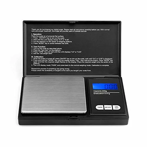 0-01g-scales Ascher 200 gram Portable Digital Pocket Scale with