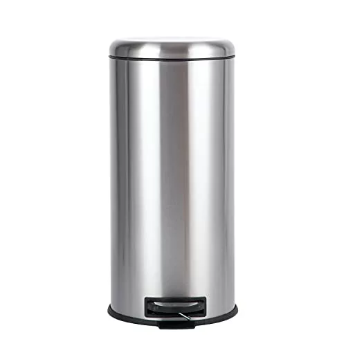 30l-bins Amazon Basics Round Cylindrical Dustbin, Stainless