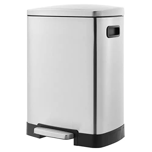 double-kitchen-bins Amazon Basics Stainless Steel, Recycle Rectangular
