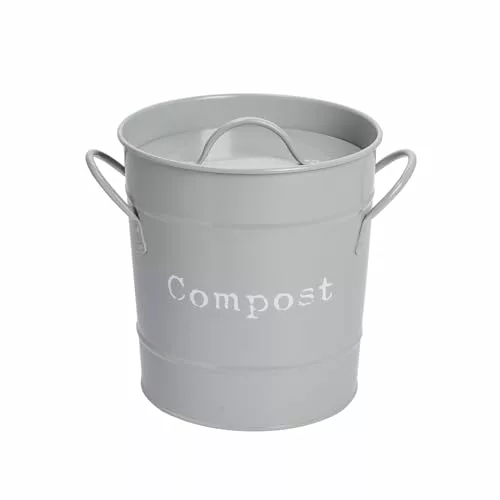kitchen-compost-bins 1x Grey Indoor Kitchen Compost Bin - Vintage Style