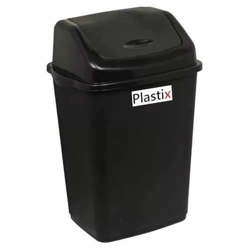 large-kitchen-bins Plastix High Grade Plastic Black Swing Flip Top Wa