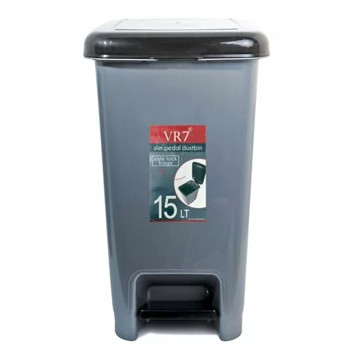 rectangular-bins Slim Pedal Kitchen bin with Lid 15L Large Plastic