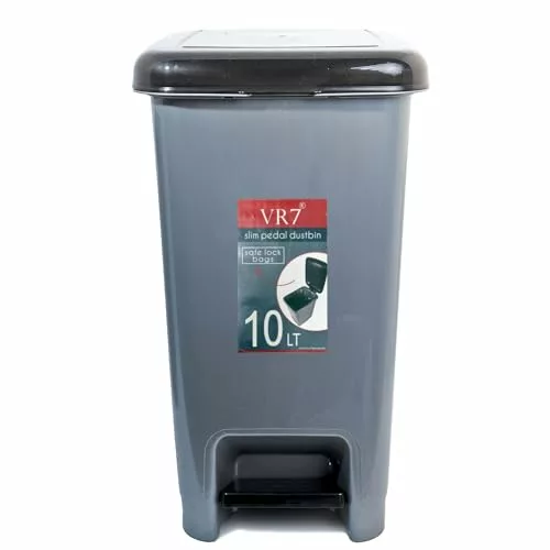 small-kitchen-bins Slim Pedal Kitchen bin with Lid 10L Large Plastic