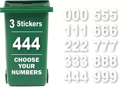 wheelie-bin-stickers Rubigo 3 Pack Wheelie Bin Numbers for Bins - Choic