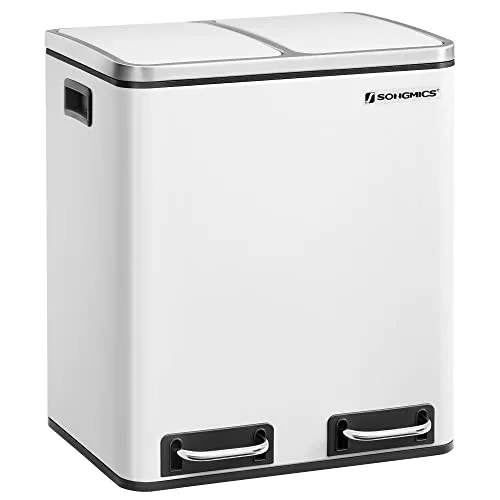 white-kitchen-bins SONGMICS LTB30WT 2 x 15 L 2 x 15 L 2 Compartment W