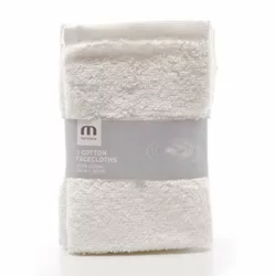 best-face-washcloths Meridiana Super Soft 100% Cotton Family Washcloths. Machine Washable. White. 3 Pack. 30cm X 30cm X