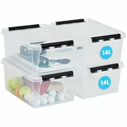 best-plastic-storage-boxes 1ABOVE Home Office Clear Plastic Stackable Storage Boxes