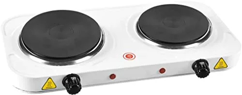 best-electric-stoves Double Hot Plate, CUSIMAX 2400W Electric Hob Ceramic Hot Plate, Portable Double Camping Hob Infrared Cooktop with Dual Temperature Control, Easy to Clean, Black Stainless Steel