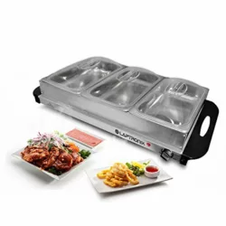 best-food-warmers Laptronix 3 Tray Food Warmer Hotplate Buffet Server – 3 x 1.5L Large Pans Keep Food & Plates Hot for Longer –Compact Table Top Design – 200W Electric Adjustable Temperature Control