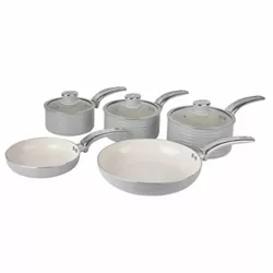 best-induction-pan-sets Meyer Stainless Steel Pan Set of 5 - Induction Hob Suitable Pots and Pans Set with Toughened Glass Lids & Soft Grip Heat Resistant Handles, Silver Cookware Set with 10 Year Guarantee