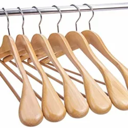 best-suit-hangers The Hanger Store 6 Wooden Suit Hangers With Broad Ends and Non-Slip Trouser Bar