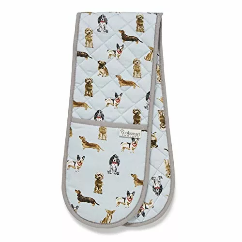 funny-oven-gloves Cooksmart Double Oven Glove, Curious Dogs