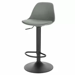 best-bar-stools-for-kitchens Bar Stool Grey Kitchen Counter Island Bar Chair Single, Soft Leatherette PU Seat, Solid Adjustable Gas Lift Frame 0650BY-1