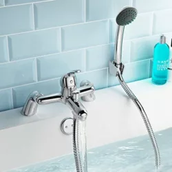 best-bath-shower-mixer-taps Square Waterfall Bath Shower System Mixer Shower Tap with Modern Square Riser Rail Kit Dual Rainfall Shower Heads Handset
