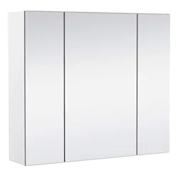 best-bathroom-wall-cabinets VASAGLE Bathroom Wall Cabinet, Cupboard with Mirror, 3-Door Storage Cabinet, 60 x 15 x 55 cm, with Adjustable Shelf, Modern, White BBK22WT