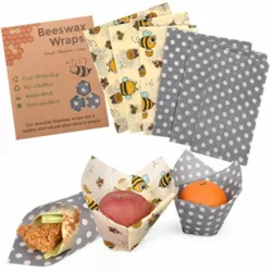 best-beeswax-food-wraps Beeswax Wrap-Set of 6 Pack (1 Extra Large, 2 Large, 2 Medium, 1 Small) | Eco Friendly Reusable Food Wraps | Sustainable Plastic Free Food Storage | Sandwich Wrappers | Washable Bowl Covers