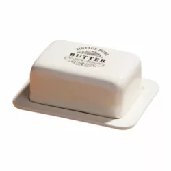 best-butter-dishes Sweese 303.102 Butter Dish, Porcelain Butter Dish with Beech Wooden Lid, Removable Silicone Seal, Turqouise