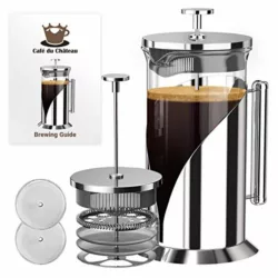 best-cafetiere-french-press-coffee-maker MaxMiuly French Press 1L/8 Cup Cafetiere Stainless Steel Coffee Press Double Wall Sliver Coffee Maker Insulated Coffee Pot with 8 Additional Coffee Set
