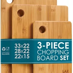 best-chopping-boards LARHN Premium Extra-Thick Wooden Chopping Boards - 3 Piece Bamboo Chopping Board Set - 33x22cm / 28x22cm / 22x15cm - Ideal for Carving Meat, Cutting Vegetables, Cheeses and Bread