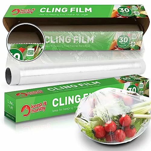 best-cling-film 2pk Cling Film for Food | 80m x 30cm | Catering Cling Film Dispenser and Cutter | Storing Food Cling Film Refill Rolls | Kitchen Preparation Reusable Clingfilm Dispenser with Cutter